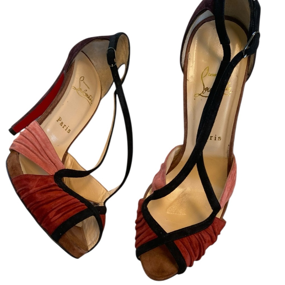 Christian Louboutin Velvet & Suede Colorblock Heels – Size 40 – Rare & Elegant ✨